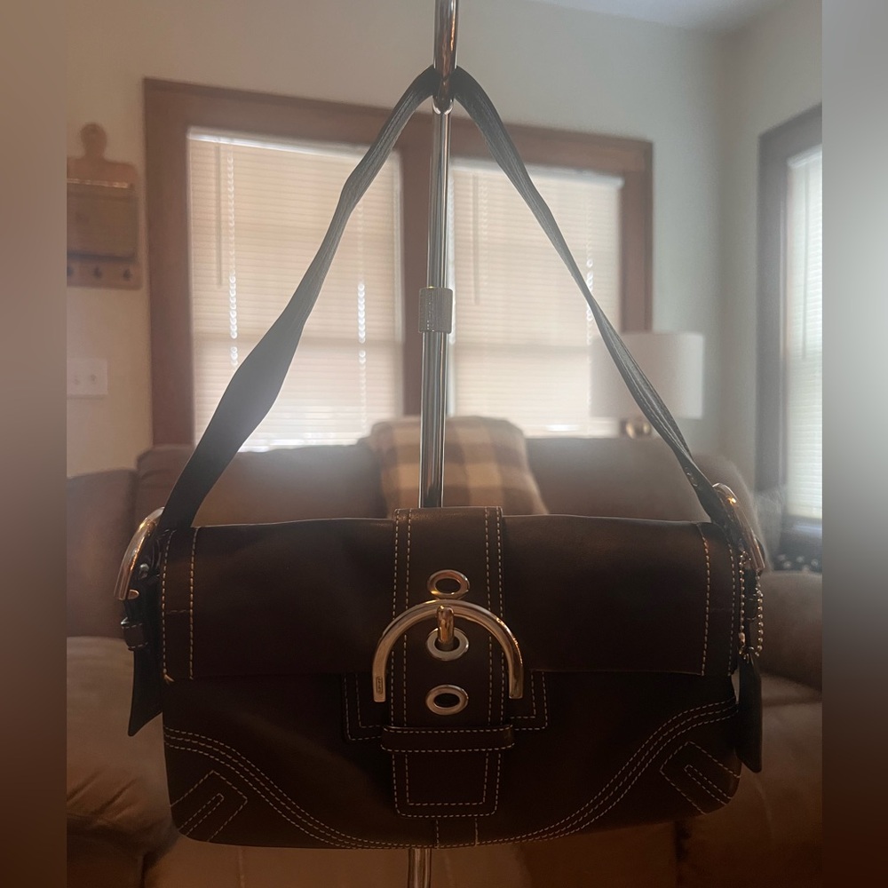 Vintage Coach, Chocolate Brown Leather, Y2K, SoHo Shoulder Bag
